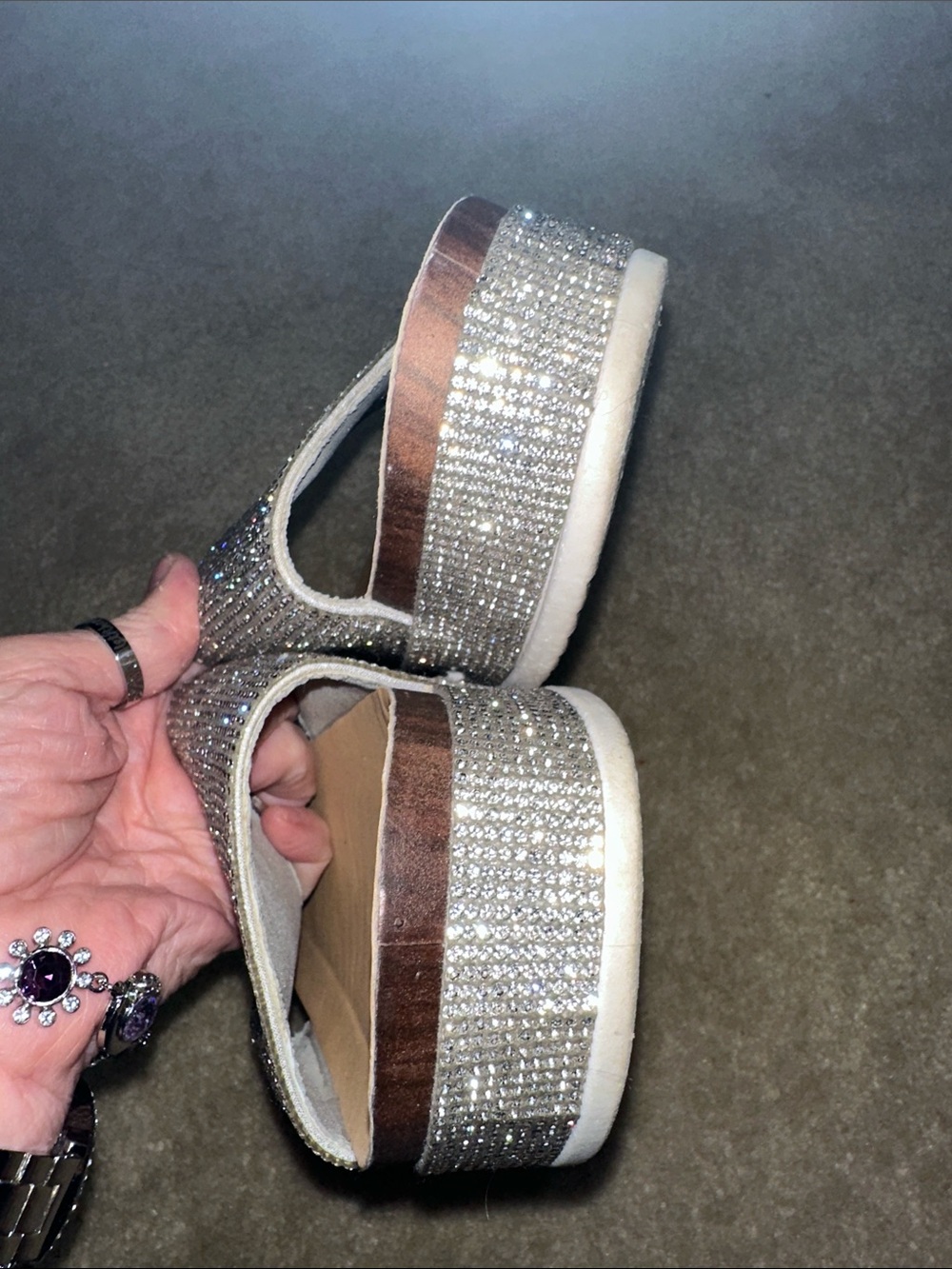 Forever 21 Rhinestone Slide Sandals in Silver - Picture 3 of 8